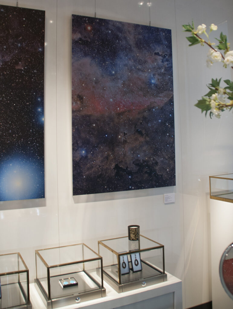 Right: Swan an image laid in with Swarowski crystals based on my Barnard 344 image. Left: Part of image made by Tom O'Donoghue.